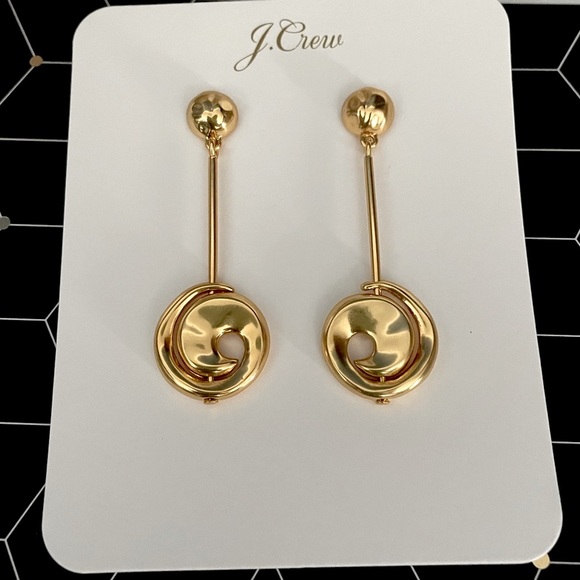 J.CREW Sculptural Spiral Drop Earrings NWT OS Burnished Gold - Picture 6 of 10